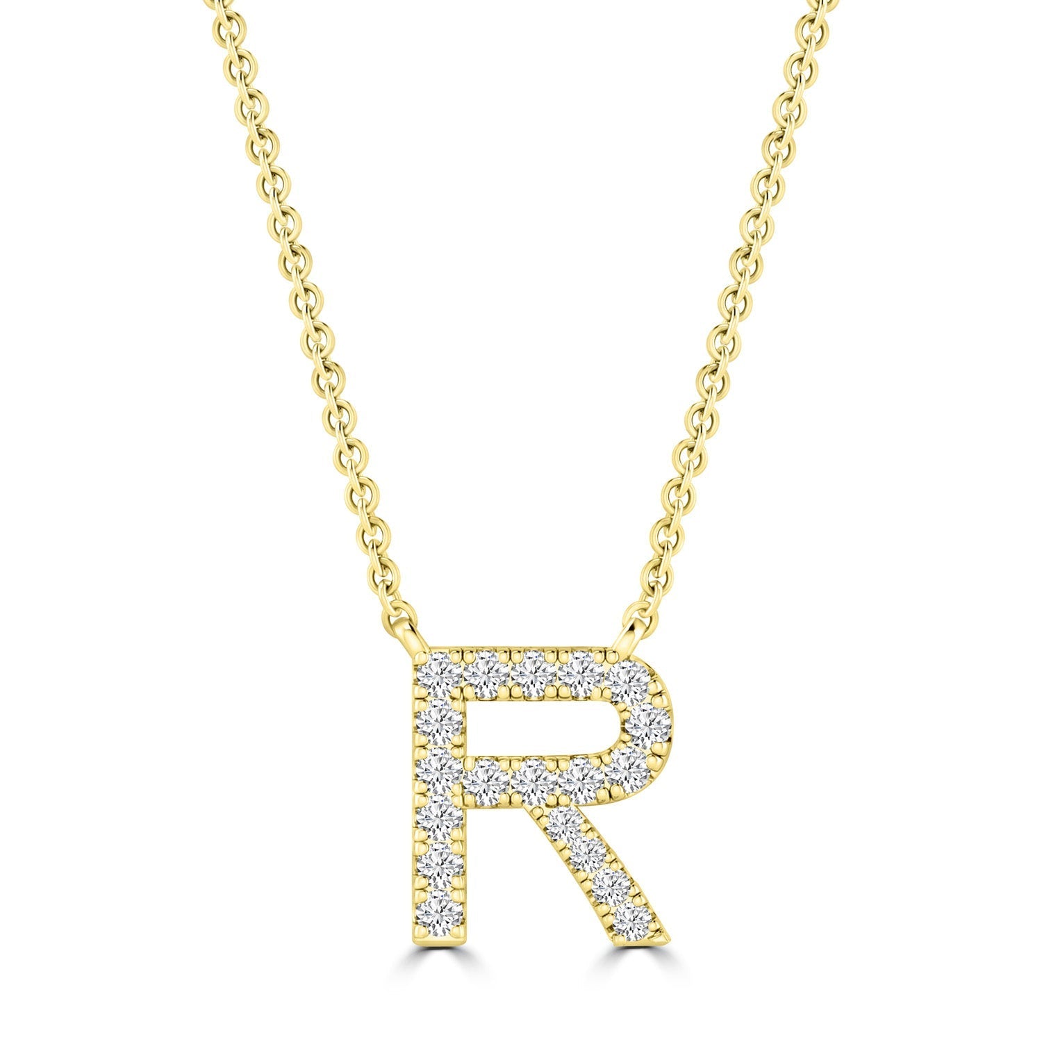 9ct Yellow Gold Diamond Initial 'R' Necklace