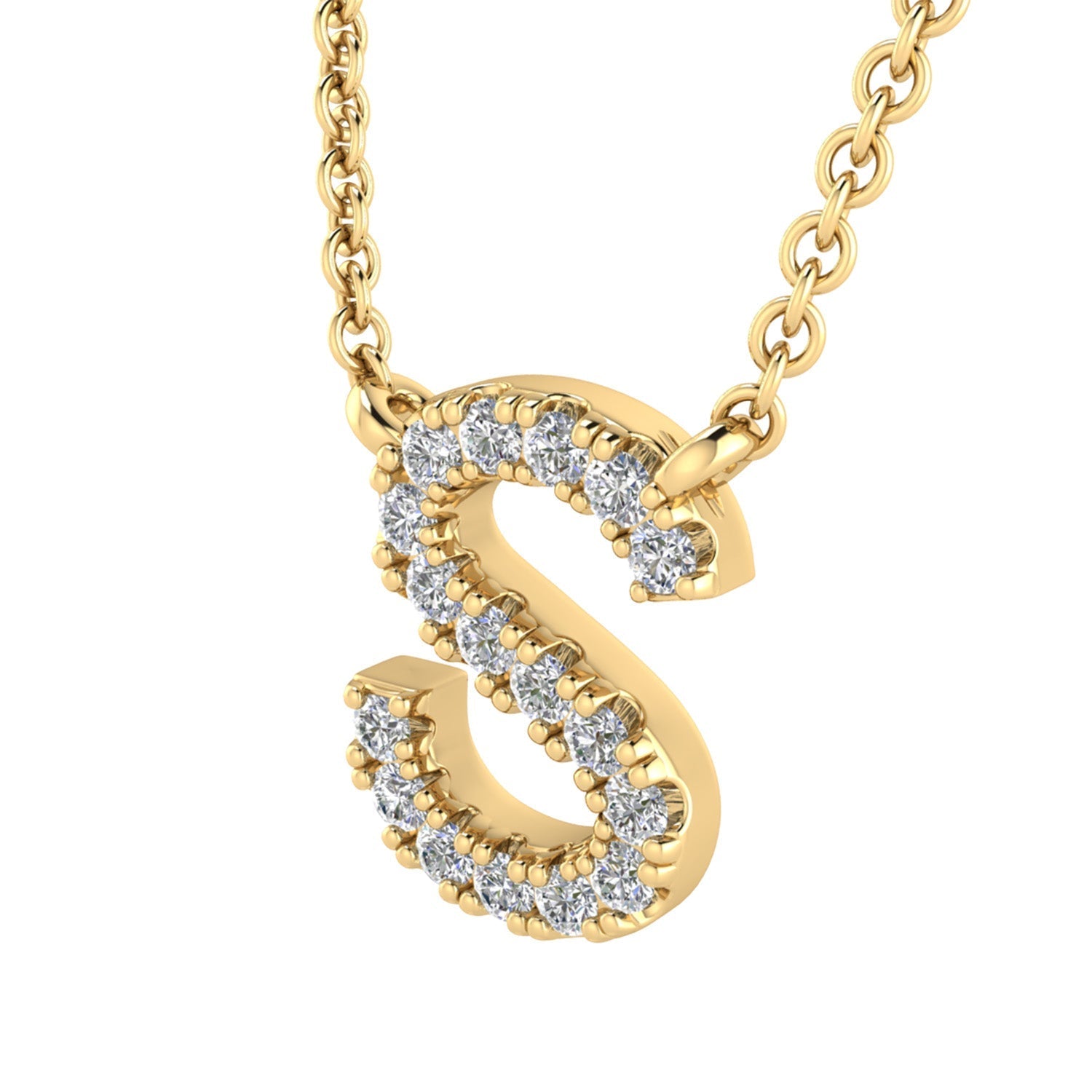 9ct Yellow Gold Diamond Initial 'S' Necklace