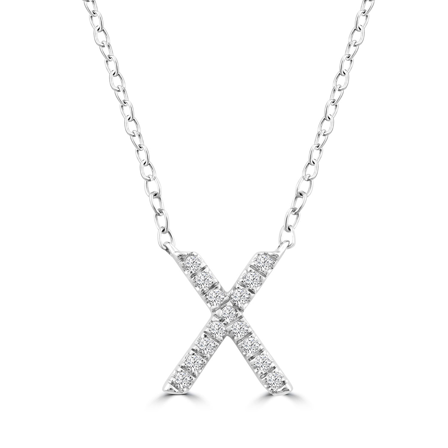 9ct White Gold Diamond Initial 'X' Necklace