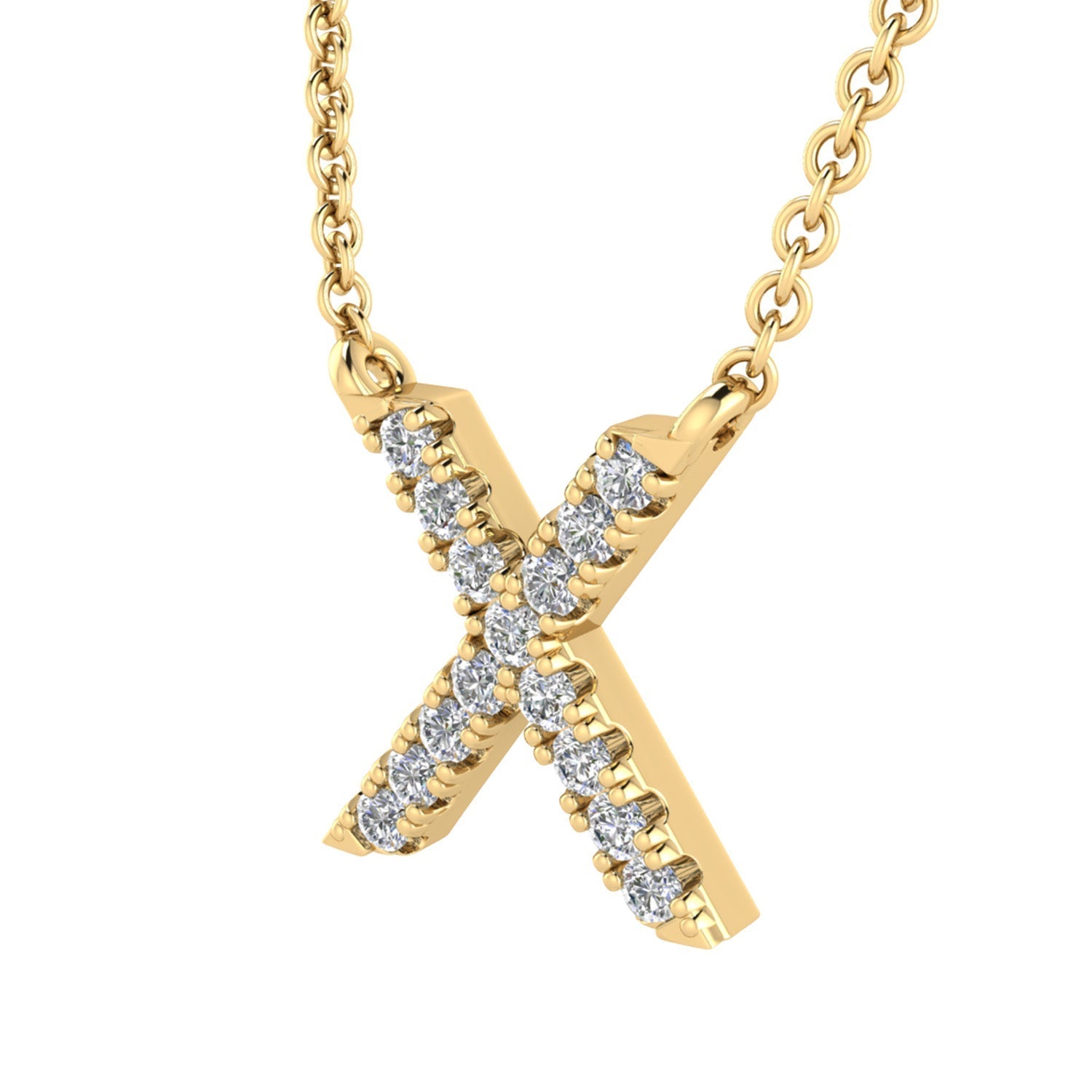 9ct Yellow Gold Diamond Initial 'X' Necklace
