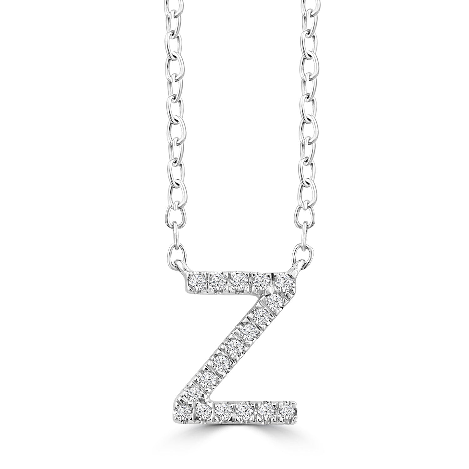 9ct White Gold Diamond Initial 'Z' Necklace