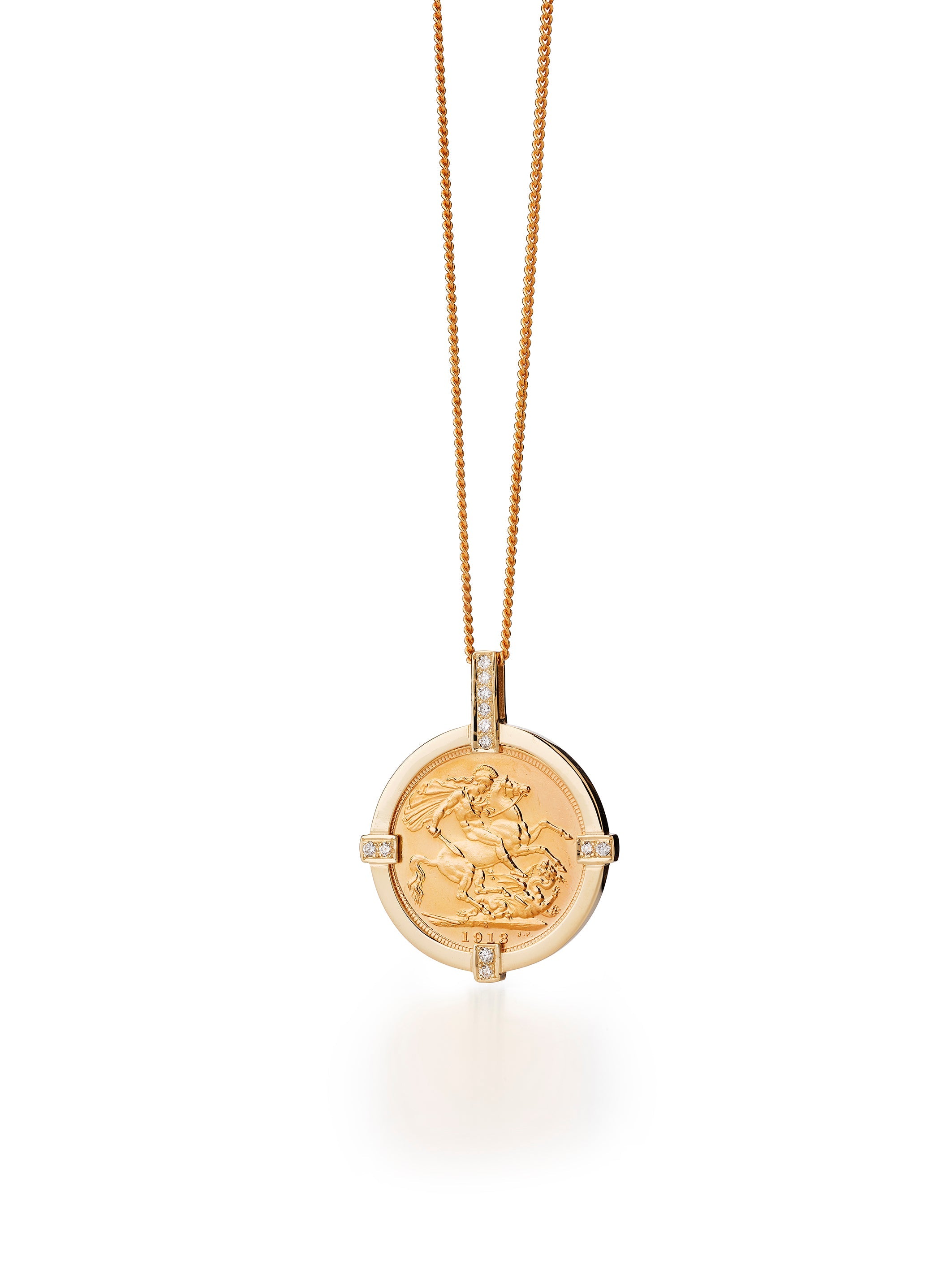 9ct Yellow Gold Sovereign Coin Diamond Pendant