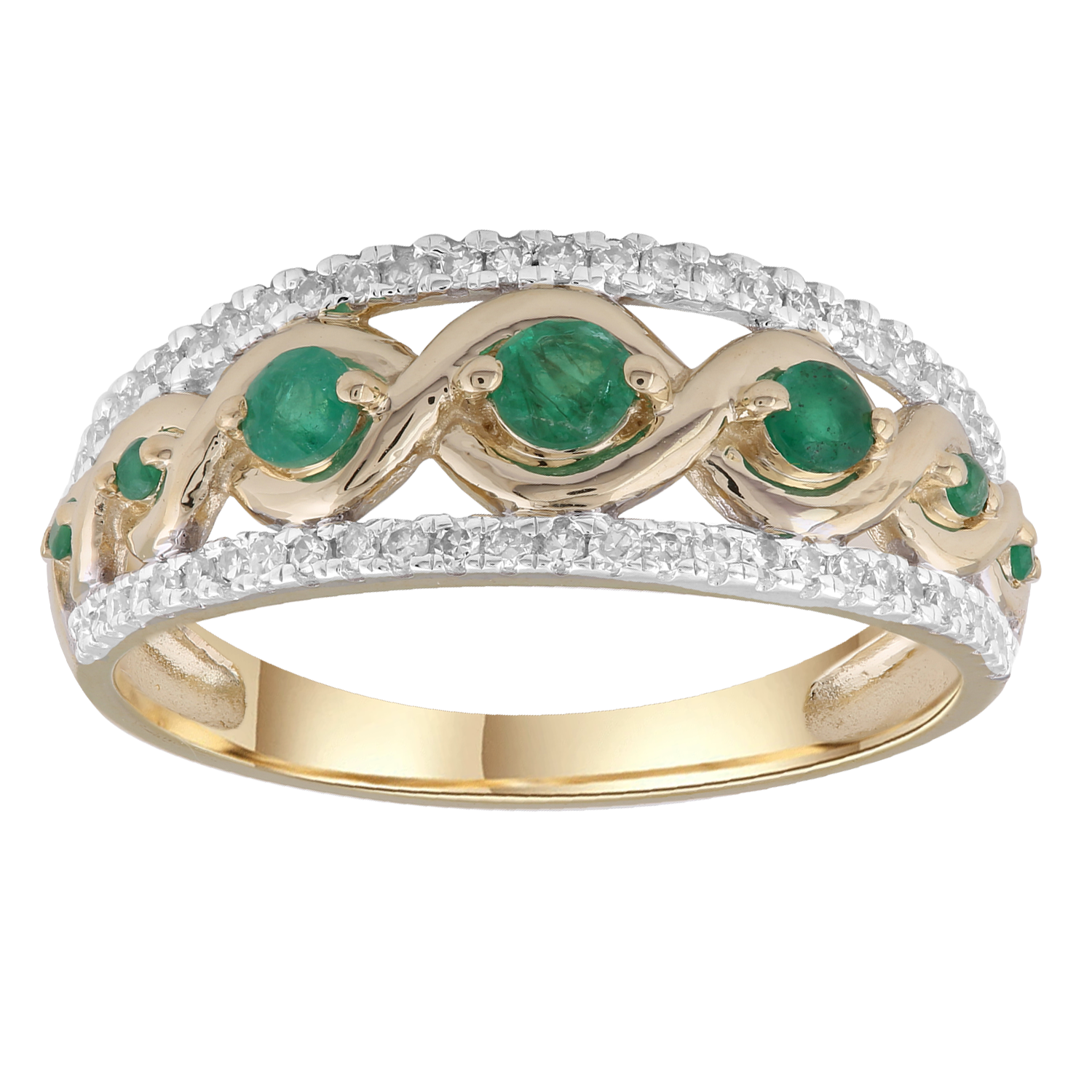 Emerald Ring with 0.20ct Diamonds in 9ct Yellow Gold