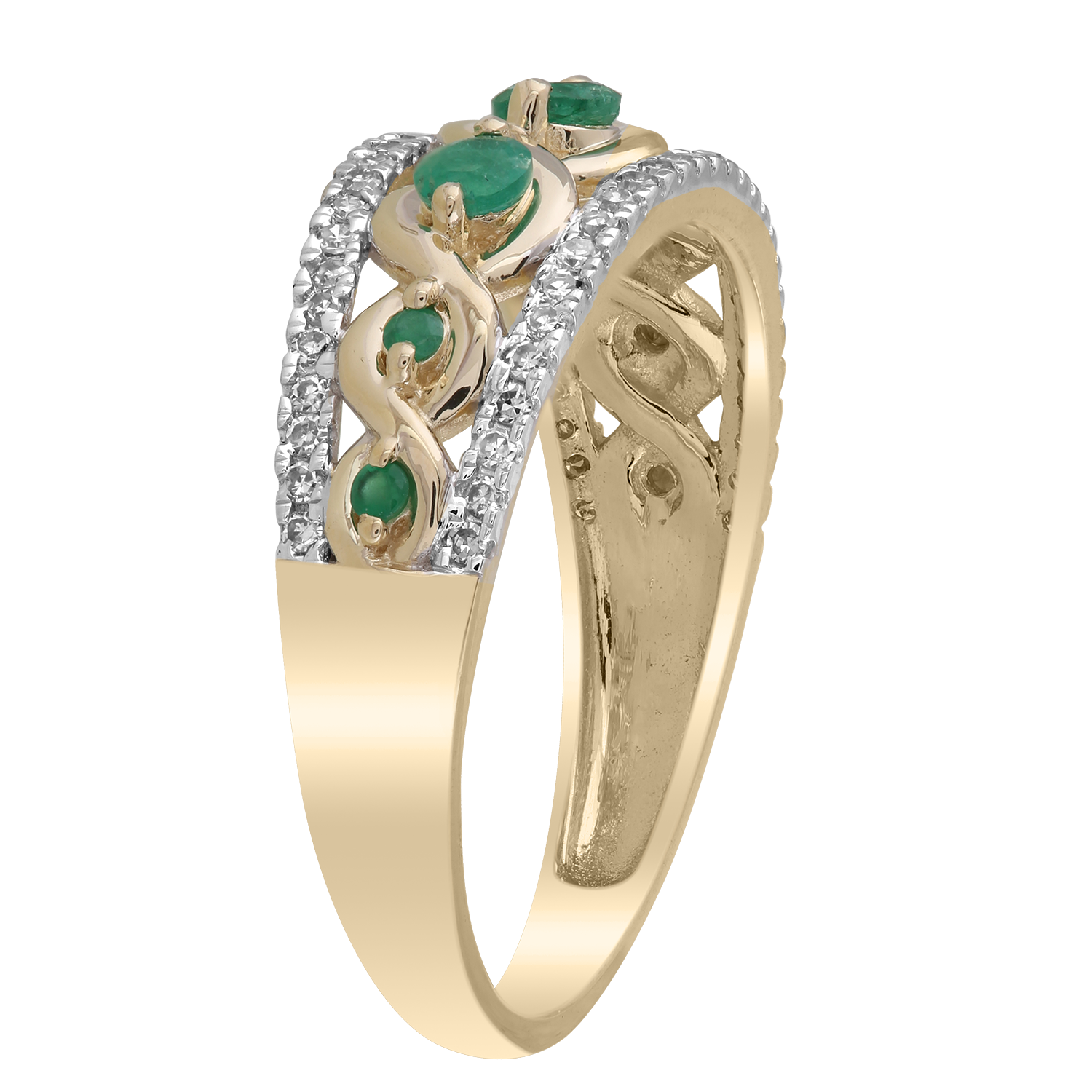 Emerald Ring with 0.20ct Diamonds in 9ct Yellow Gold
