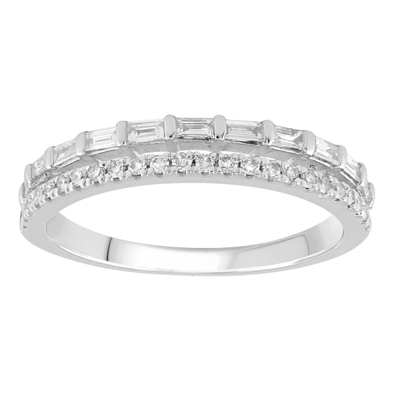 Two Row Ring with 0.33ct Diamonds in 9ct White Gold