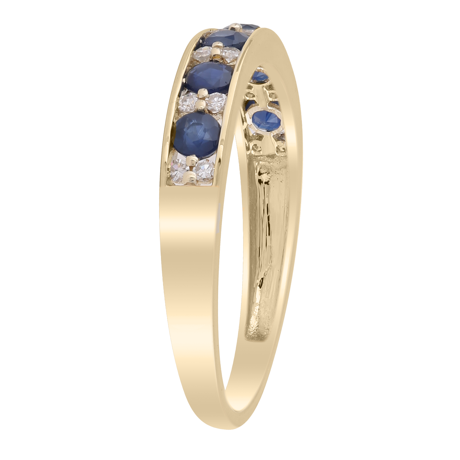 Sapphire Band Ring with 0.10ct Diamonds in 9ct Yellow Gold