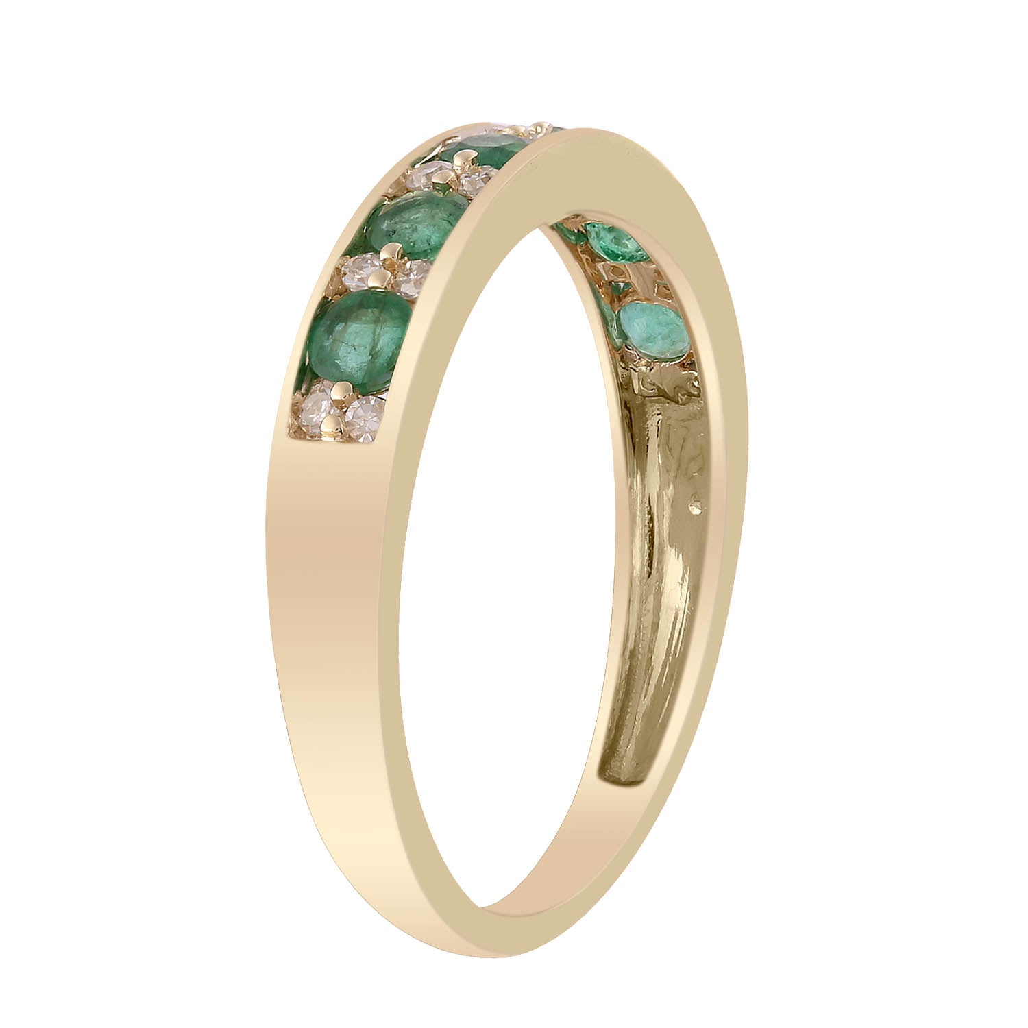 Diamond Emerald Ring with 0.10ct Diamonds in 9ct Yellow Gold