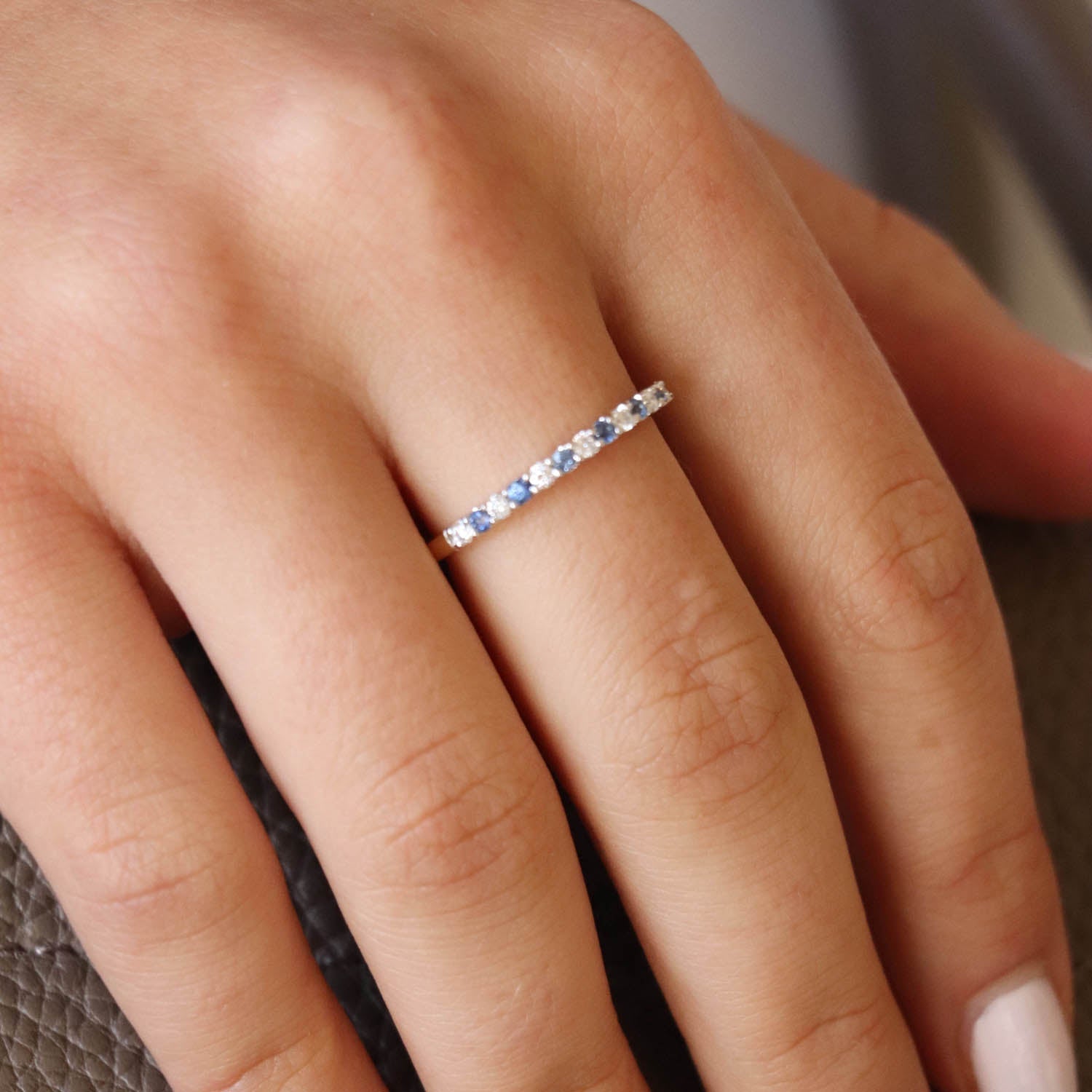 Sapphire Ring with 0.15ct Diamonds in 9ct Yellow Gold