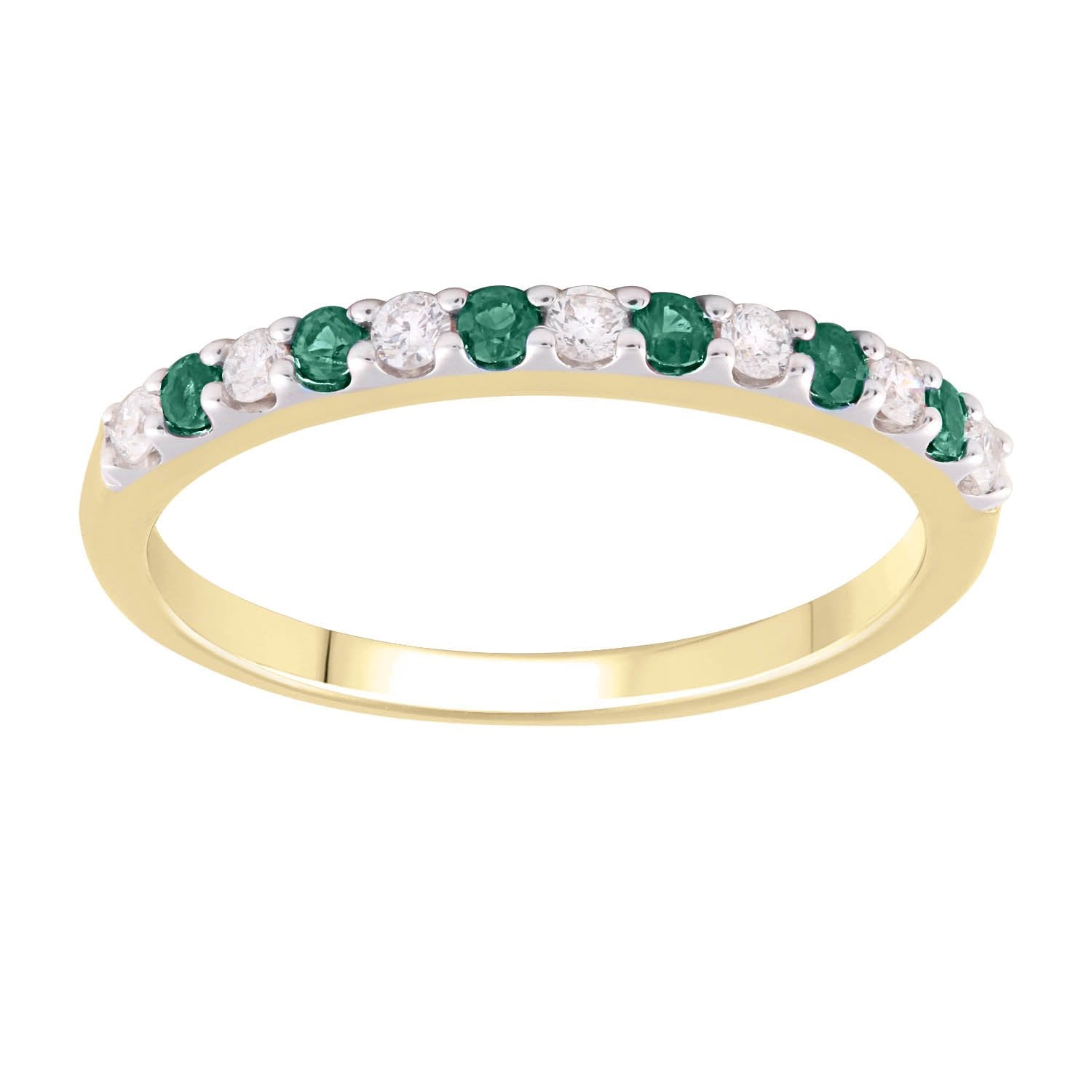 Emerald Ring with 0.15ct Diamonds in 9ct Yellow Gold