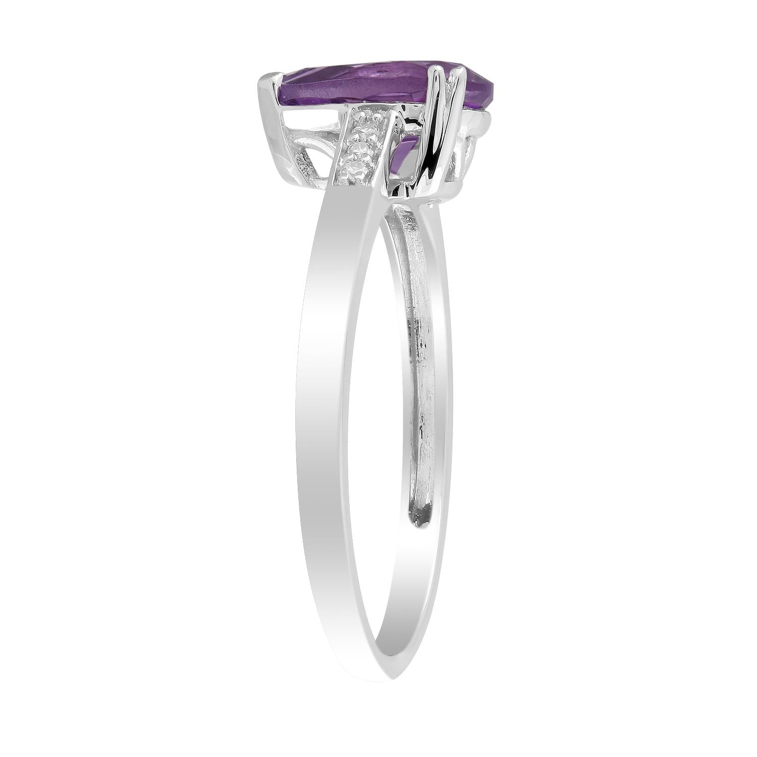 Amethyst Ring with 0.03ct Diamonds in 9ct White Gold