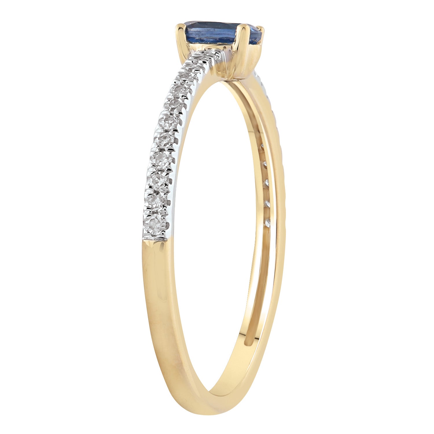 Sapphire Ring with 0.12ct Diamonds in 9ct Yellow Gold