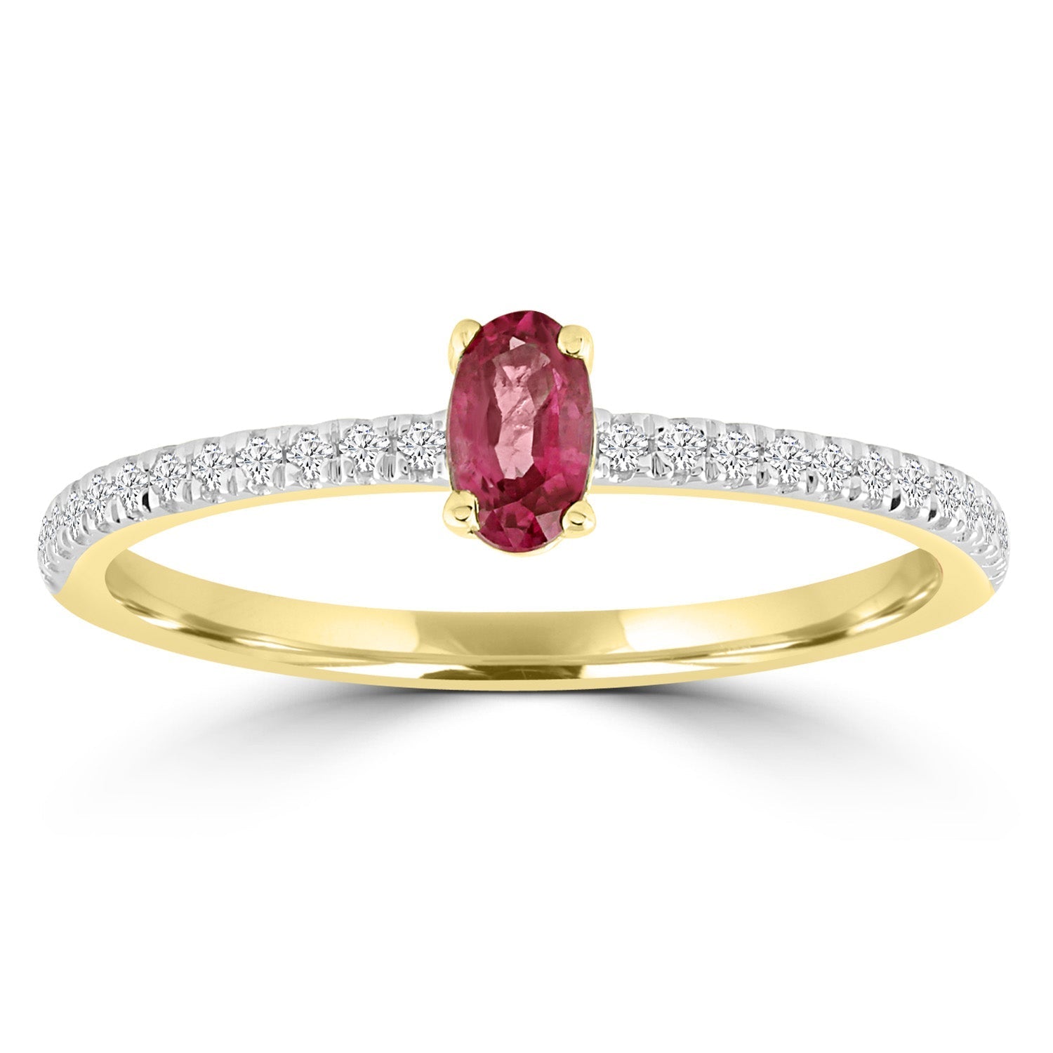 Ruby Ring with 0.12ct Diamond in 9ct Yellow Gold