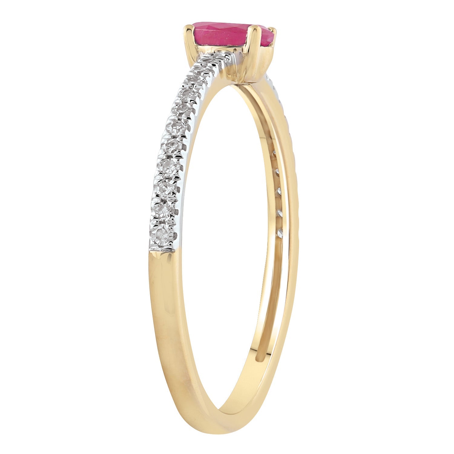 Ruby Ring with 0.12ct Diamond in 9ct Yellow Gold