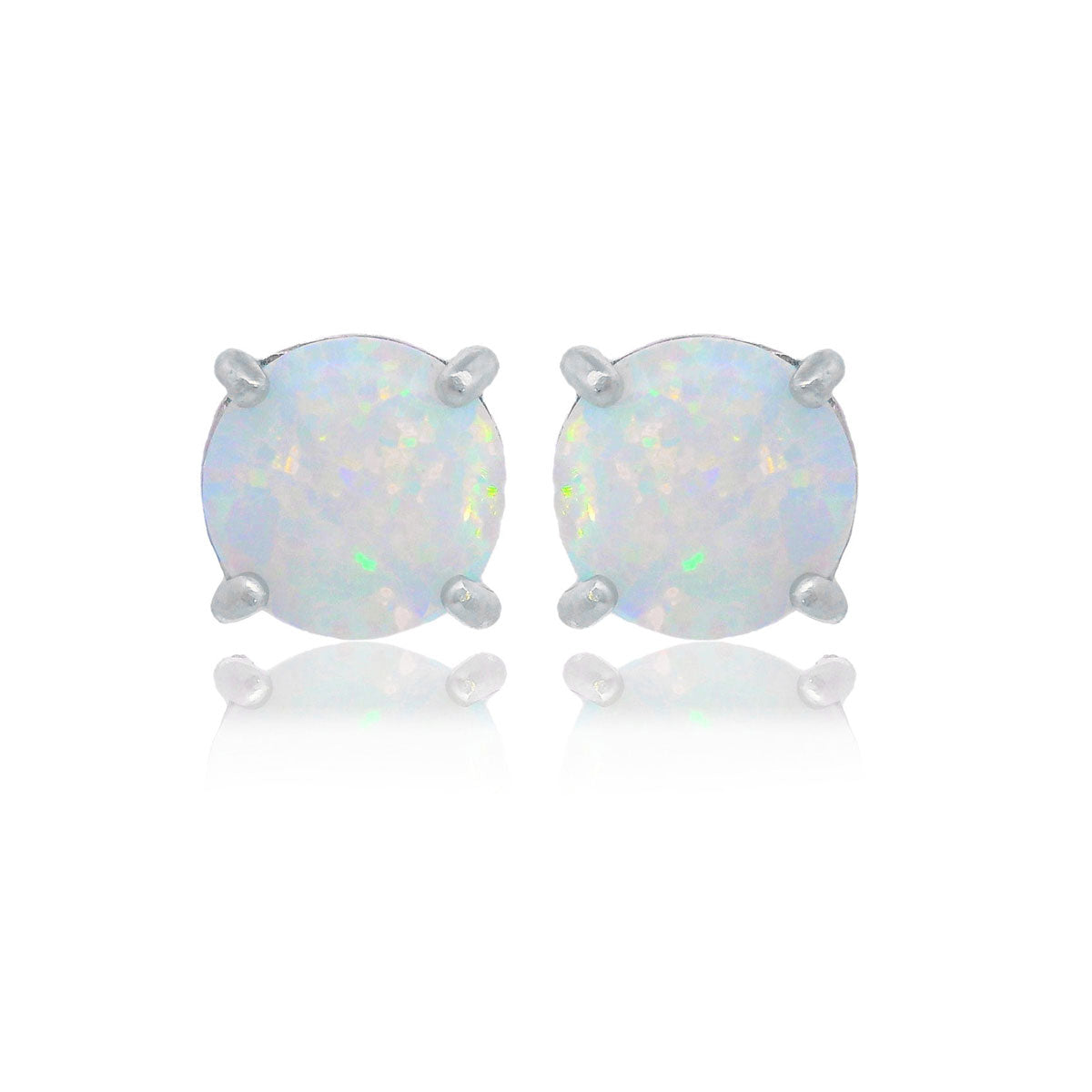 Georgini Opal Glow White Created Opal Stud Earrings Silver