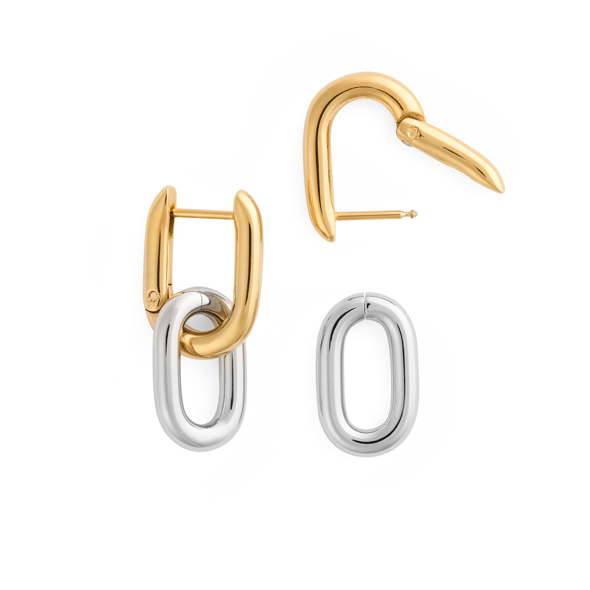 Daniel Wellington Contrast Link Earrings Two Tone Gold