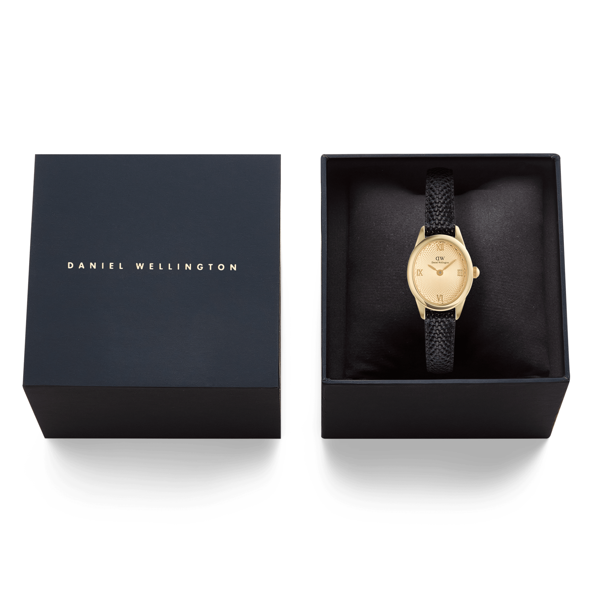 Daniel Wellington Ophelia Mini Black Lizard Unitone Guilloché Gold