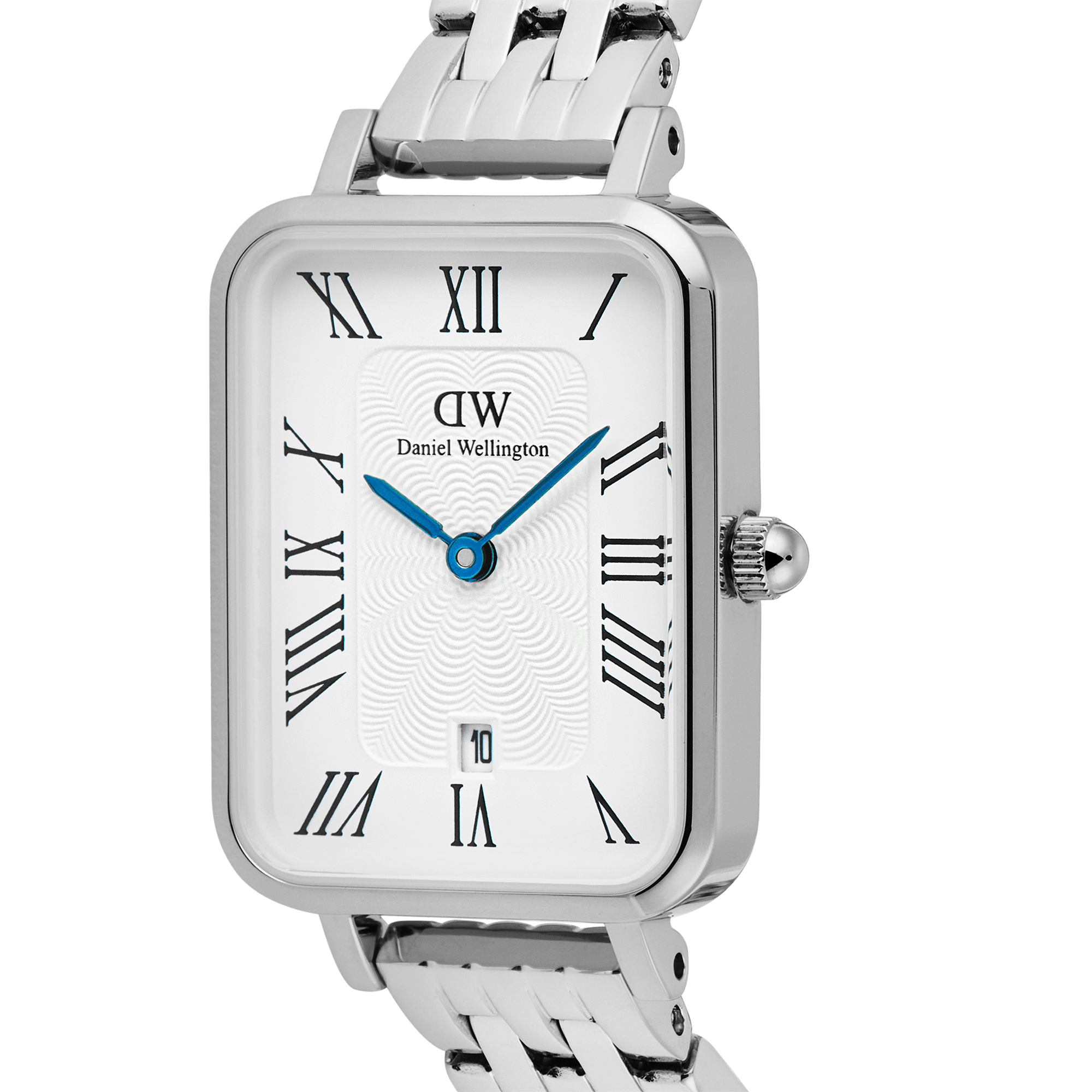 Daniel Wellington Quadro Roman Numerals Date 5-link Silver