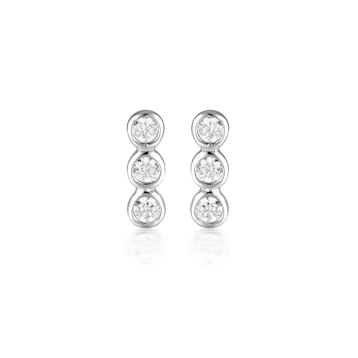 Trio Stud Earrings Silver
