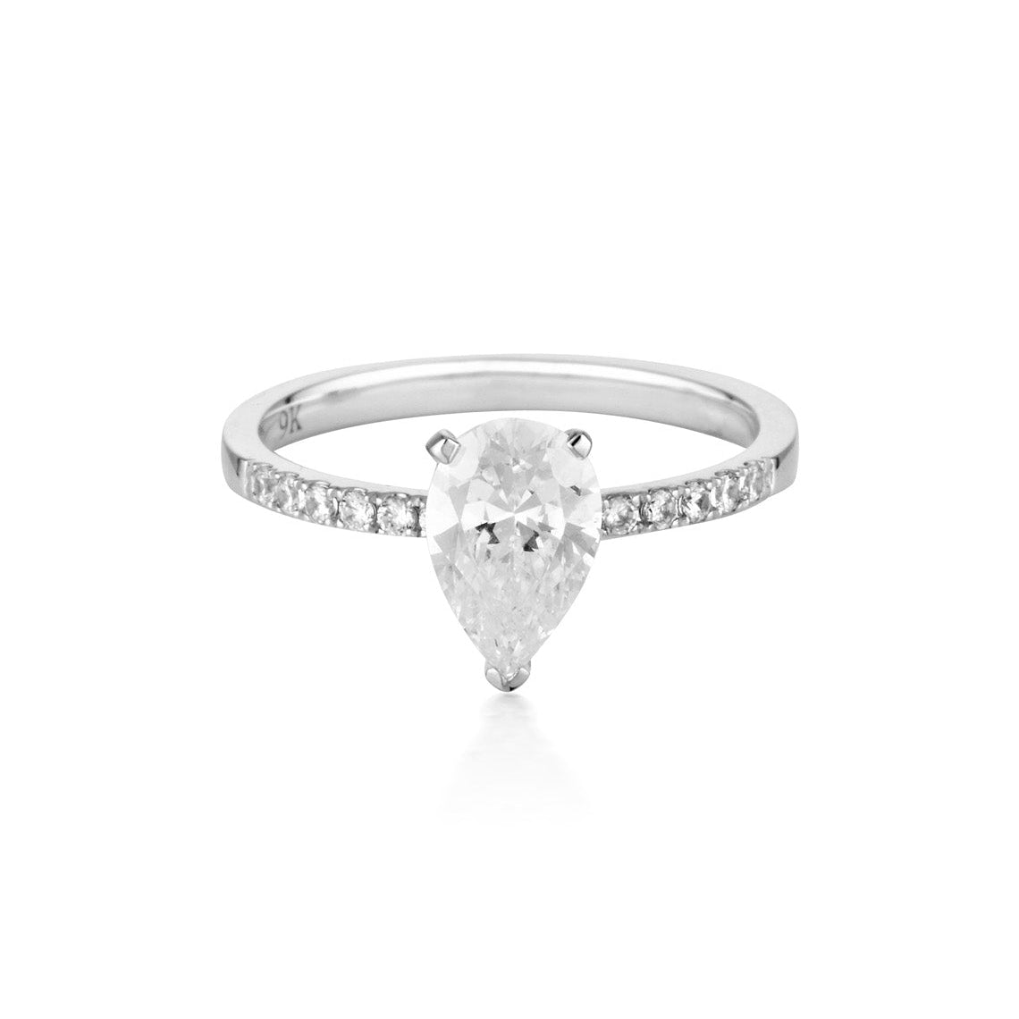 Pear Cut and Round Brilliant 1.5ct Engagement Ring Silver