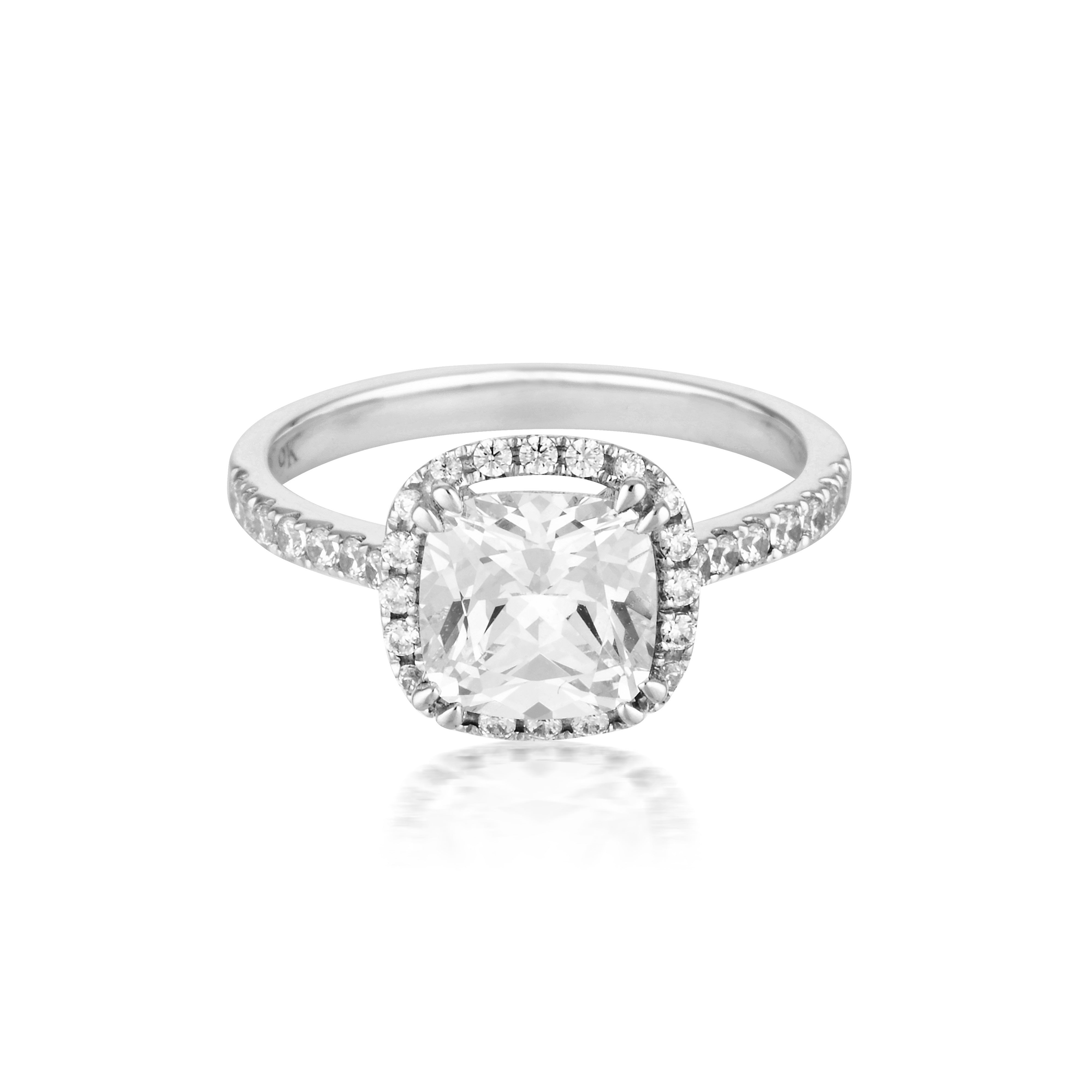 Cushion Cut Halo 1.5ct Engagement Ring in White Gold