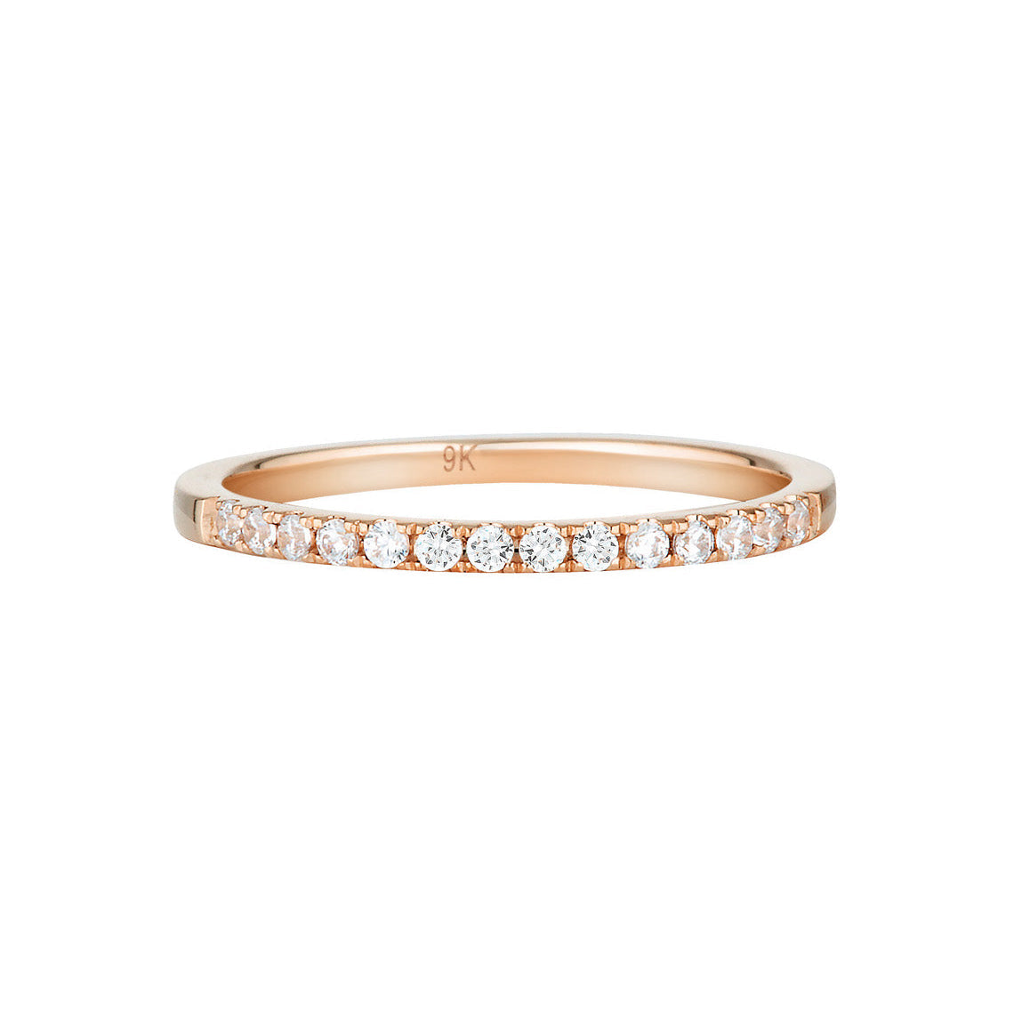 Round Brilliant Cut Wedding Band in Rose Gold