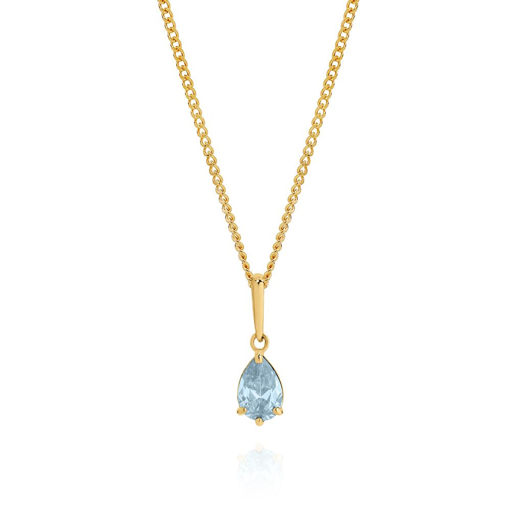 9ct gold aquamarine colour cubic zirconia pendant