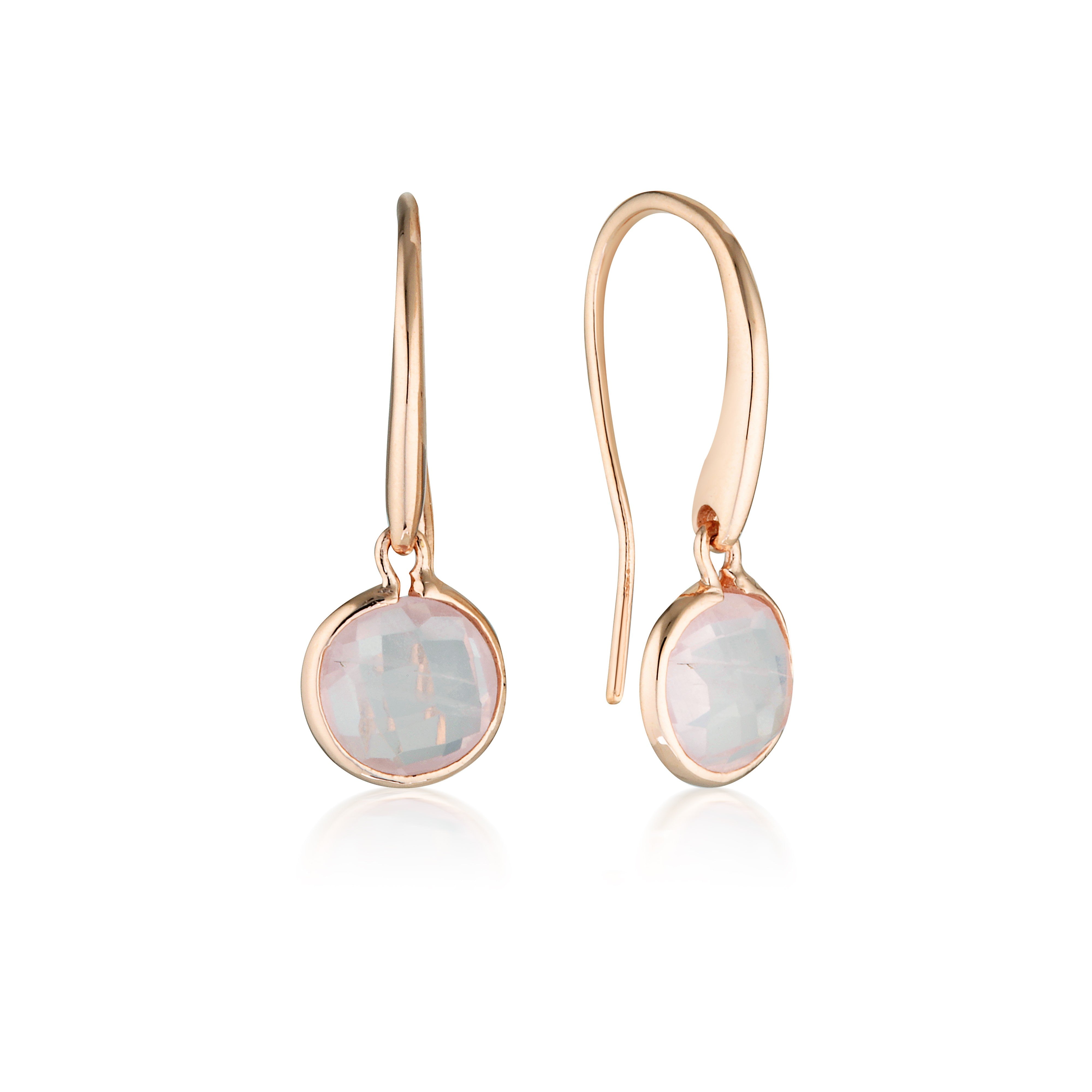 Lucent Quartz Hook Earring Small Rose Gold