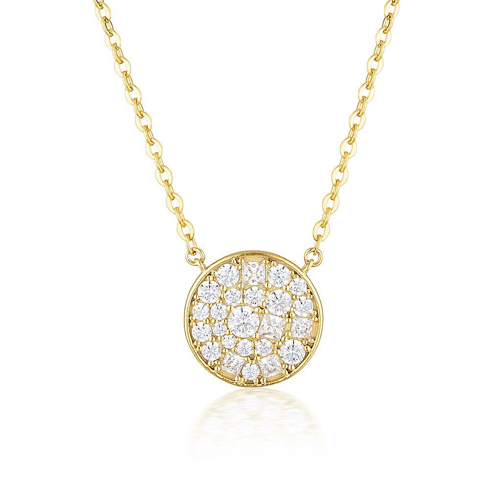 Mosaic Disc Gold Pendant