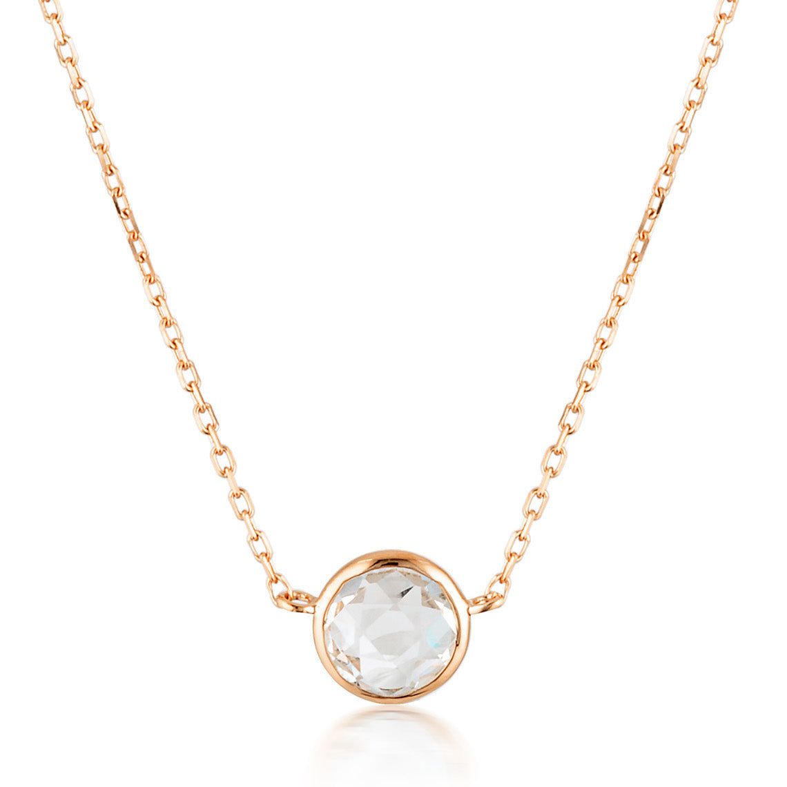 Lucent White Topaz Necklace Rose Gold