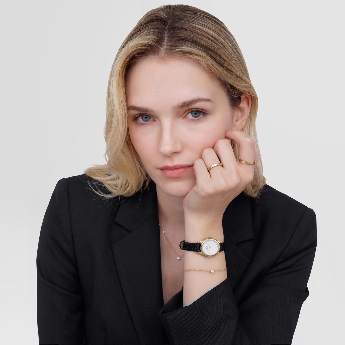 Daniel Wellington Ophelia Mini Black Lizard White Guilloché Gold