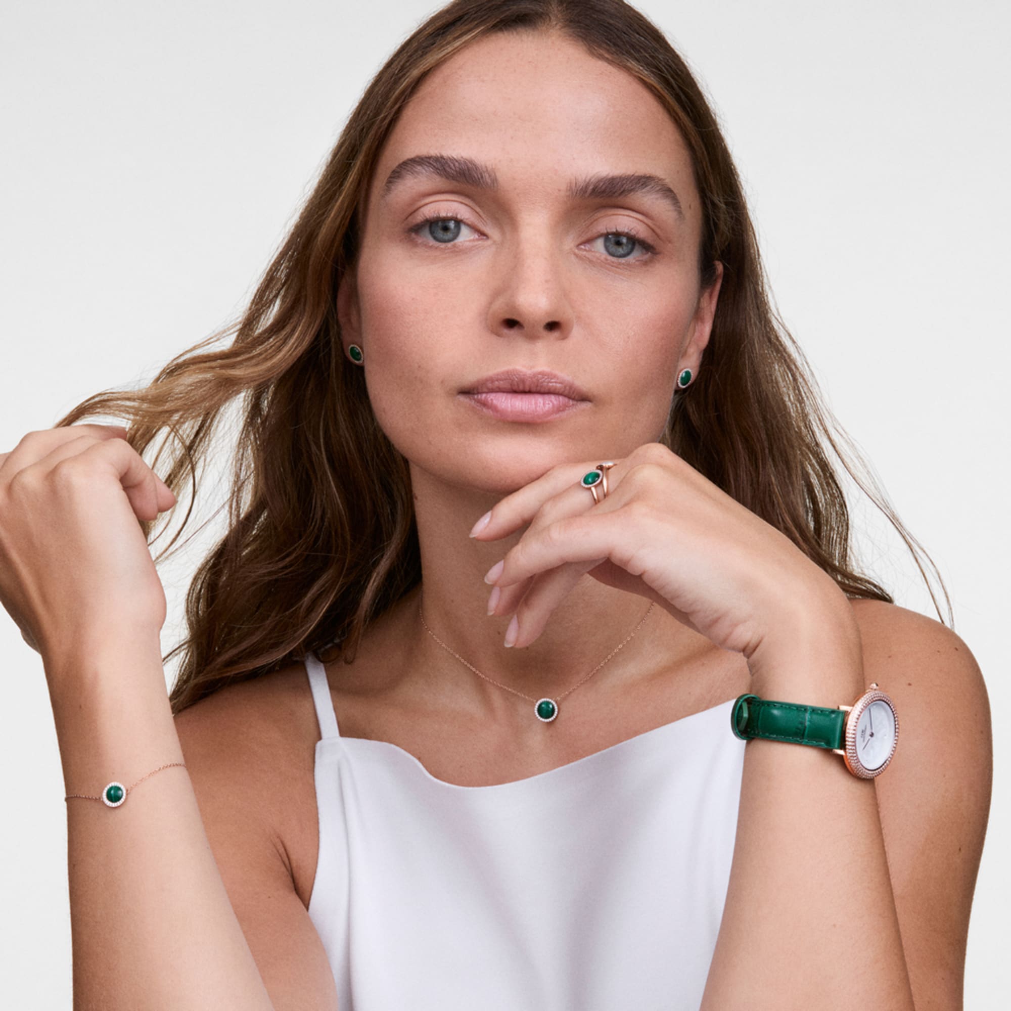 Daniel Wellington Crystalline Bezel Green Croc Rose Gold Watch