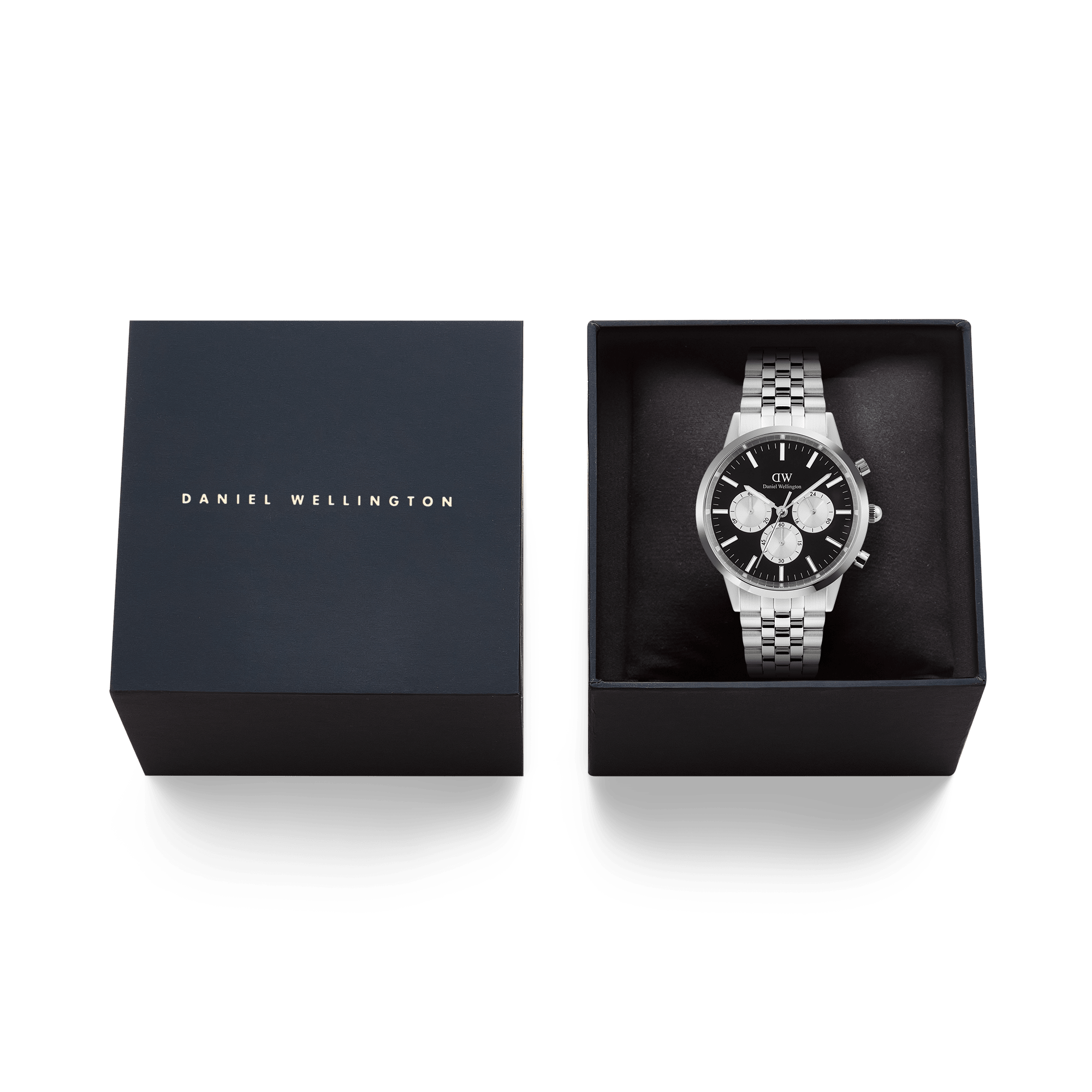 Daniel Wellington Iconic Chronograph Arch 5-Link Onyx Panda Silver